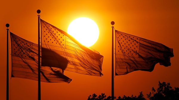 Flag plaza at Liberty State Park in Jersey City, New Jersey