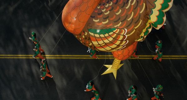 Macy's Annual Thanksgiving Parade marches down Central Park West, in Manhattan