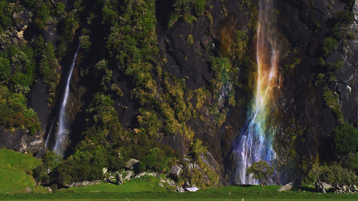 Wishbone Falls at Mount Aspiring National Park on South Island, New Zealand