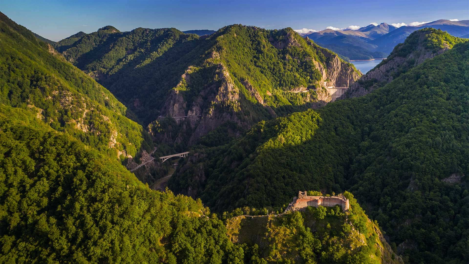 Poenari Castle on Mount Cetatea, Făgăraș Mountains, Romania