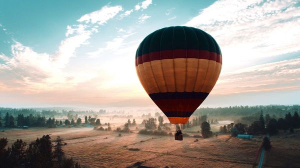 Hot air balloon over Auburn, Washington