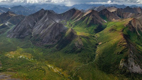 Rugged peaks and braided rivers in the Peel Watershed, Yukon, Canada