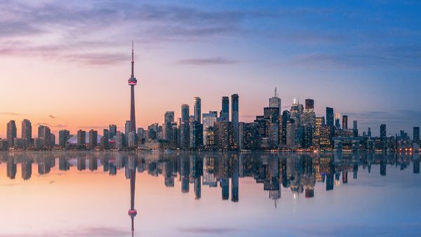 Skyline at sunset, Toronto, Canada