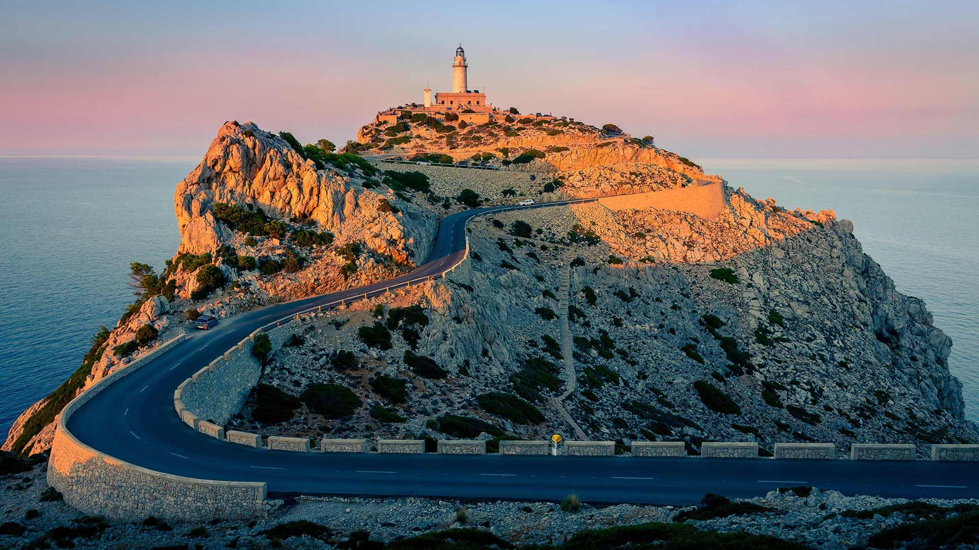 Formentor Lighthouse at the tip of Cap de Formentor, Mallorca, Spain