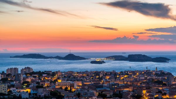 Vista dal castello d’IF del porto di Marsiglia, Francia