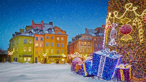 Christmas decorations in Warsaw, Poland