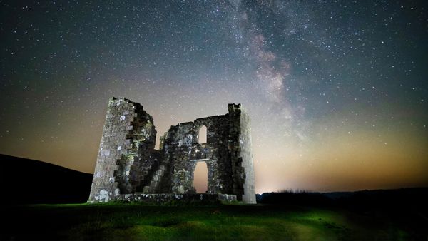 The Milky Way over Skelton Tower on the North York Moors