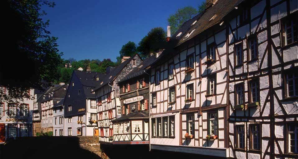 Fachwerkhäuser in Monschau an der Rur, Nordrhein-Westfalen