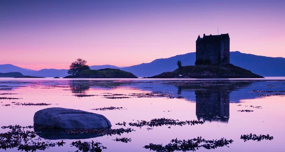 Castle Stalker on an island in Loch Linnhe, Scottish Highlands, Scotland