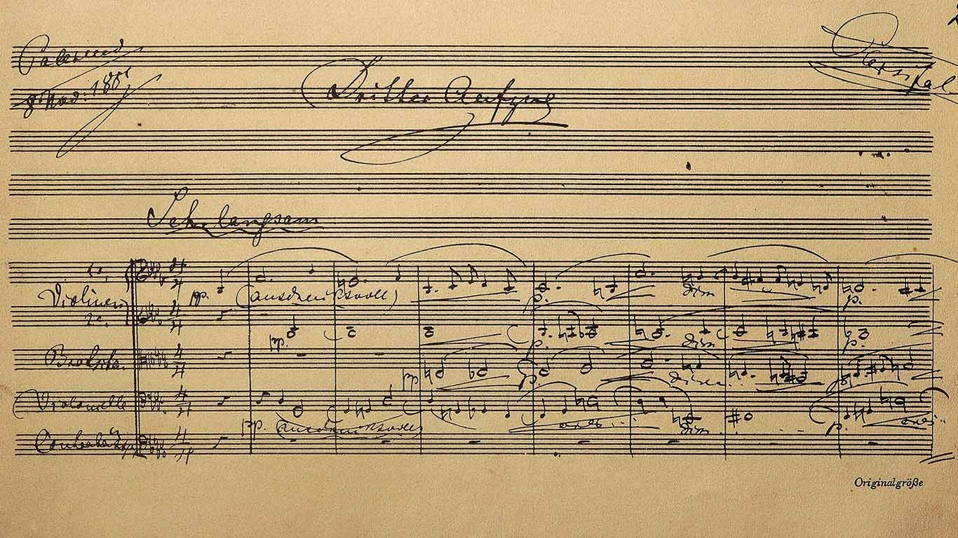 Partiturseite zur Oper Parsifal von Richard Wagner, Richard-Wagner-Museum, Bayreuth, Bayern, Deutschland