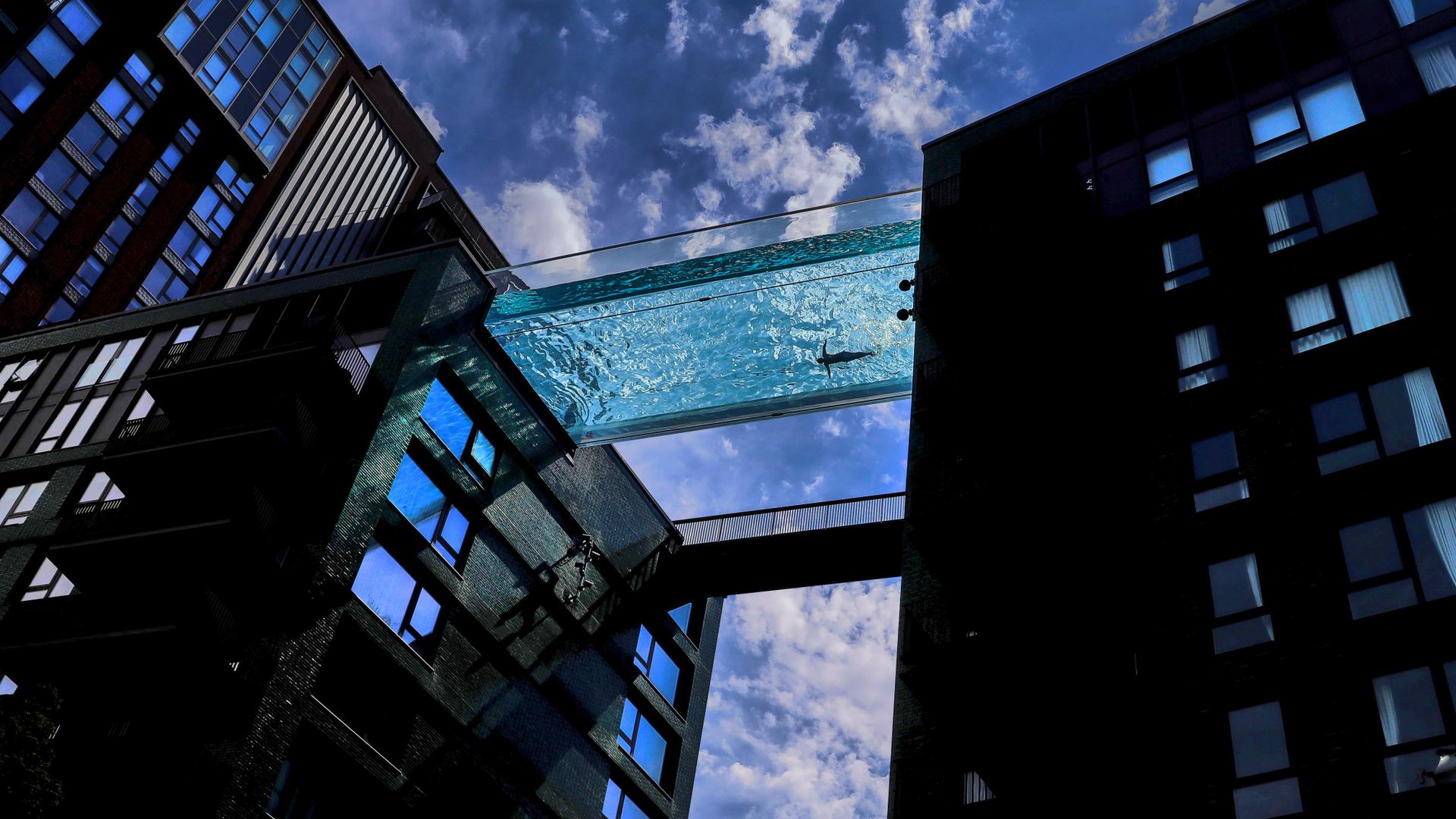 The Sky Pool at Embassy Gardens in London, England