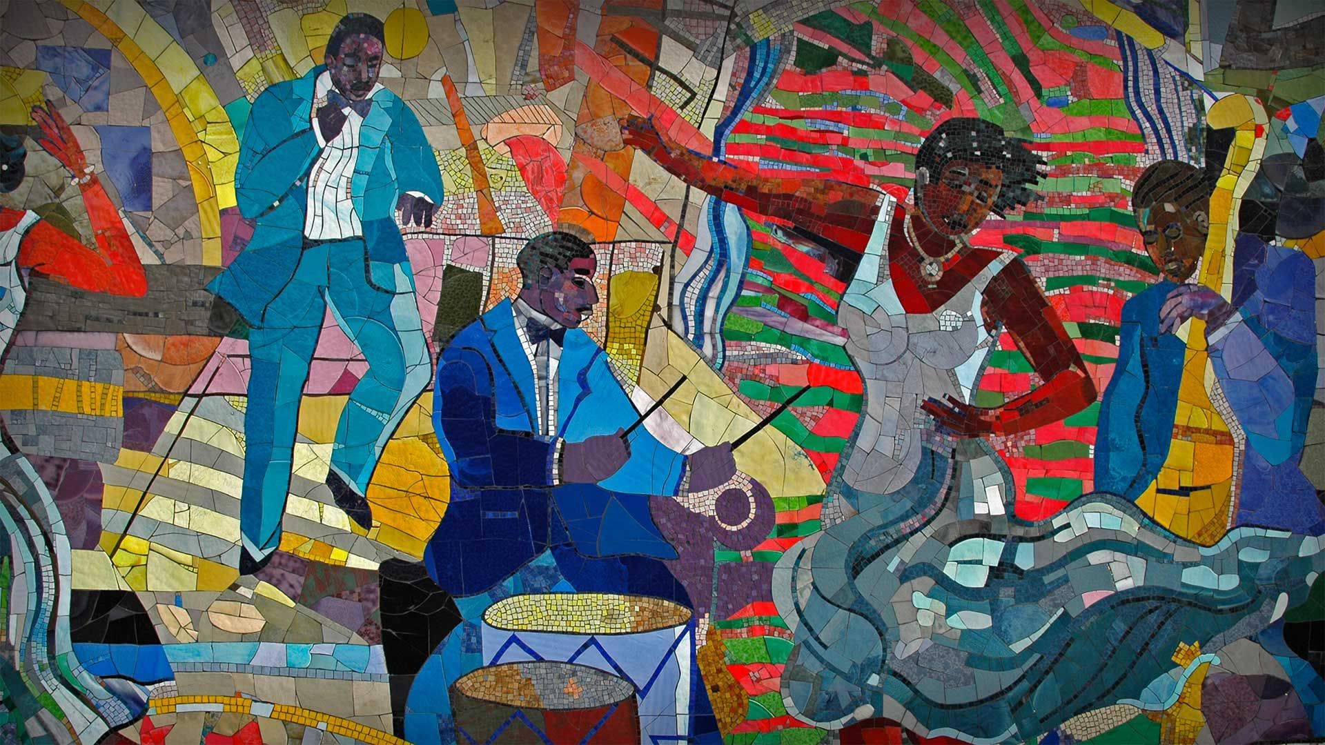 The Spirit of Harlem mural by Louis Delsarte in Harlem, New York, USA