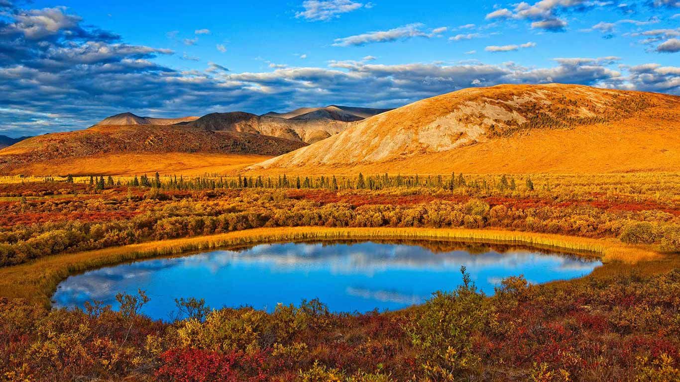 The setting sun along the Dempster Highway, Yukon