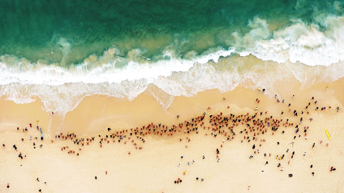 Swimmers at Bondi Beach in Sydney, Australia