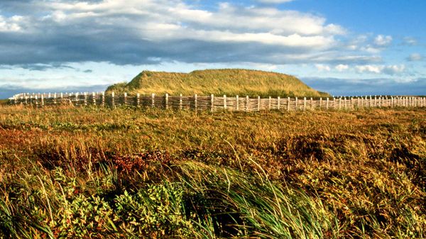 For Leif Erikson Day, a Norse building at L'Anse aux Meadows National Historic Site in Newfoundland, Canada