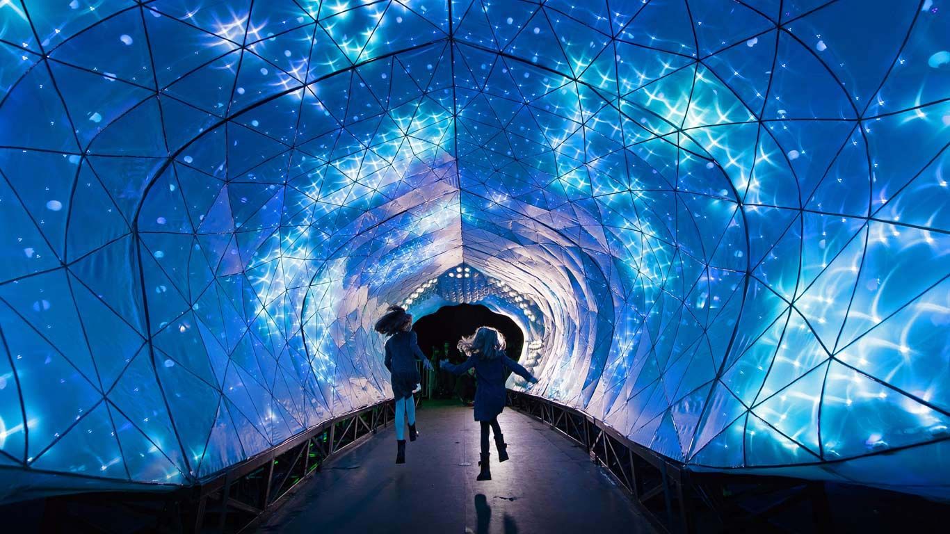 'PJ the Port Jackson Shark' light sculpture at Taronga Zoo in Sydney, Australia