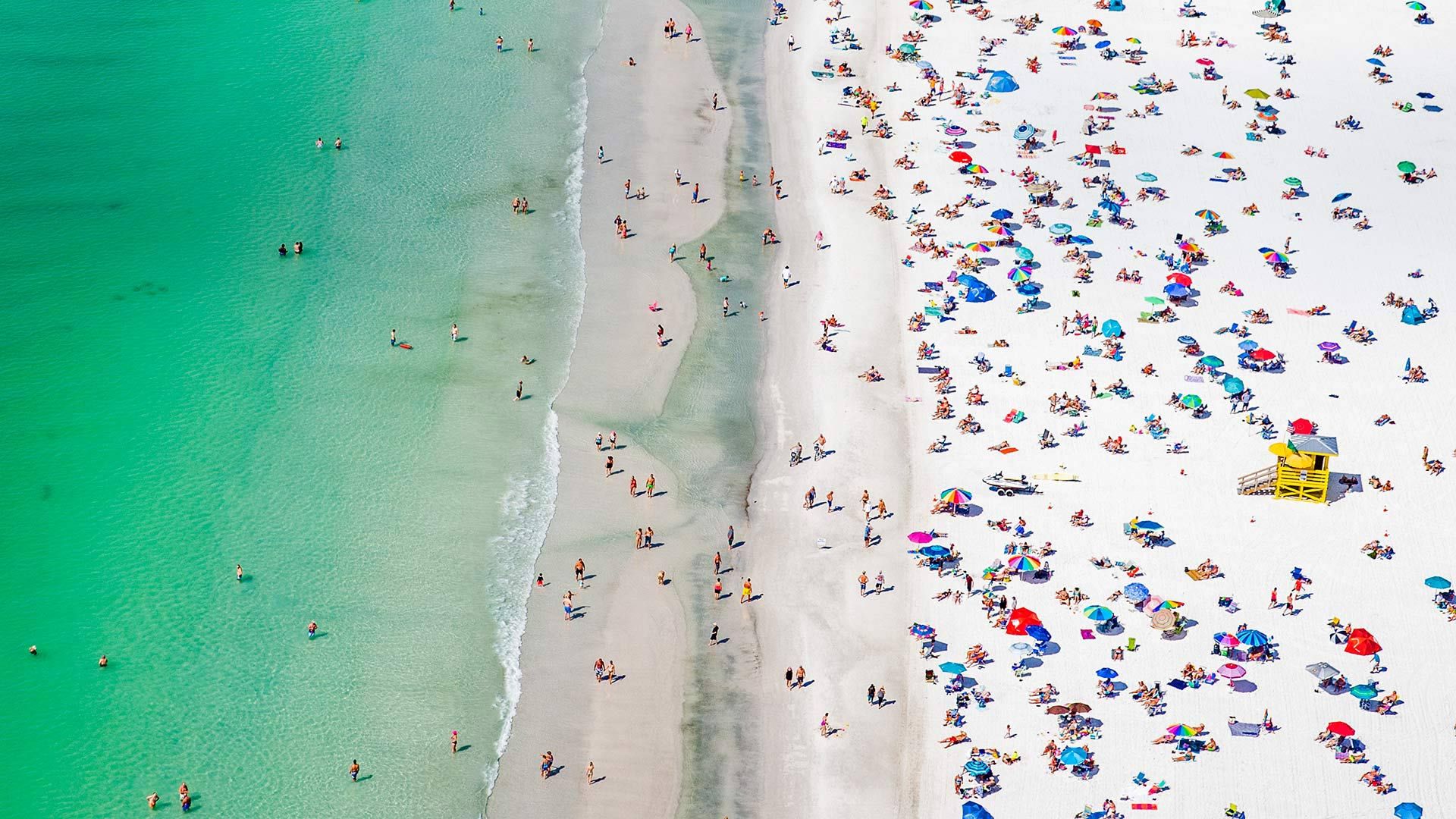 Aerial view of Siesta Beach, Siesta Key, Florida