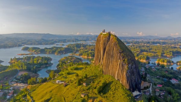 Aerial view of El Peñón de Guatapé, Guatapé, Antioquia, Colombia