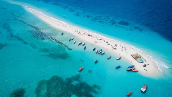 Bar sulla sabbia nella Riserva Naturale di Nakupenda Beach, Zanzibar, Tanzania