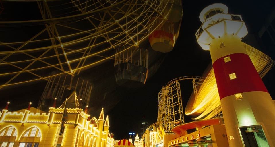 Australia, New South Wales, Sydney, Luna Park, night, low angle view