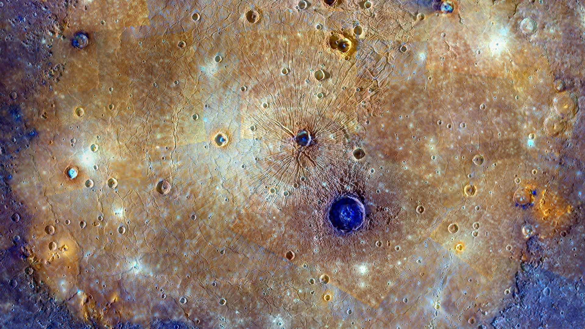 Enhanced-color composite of the Caloris Basin, Mercury