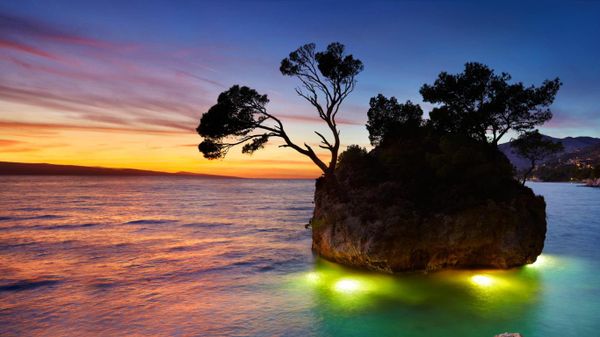 Brela Beach at sunset, Croatia