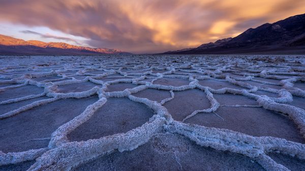 Saline nel Badwater Basin, Valle della Morte, California, USA