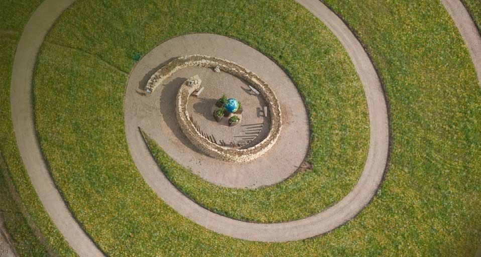 Spiral path in the Royal National Rose Society Gardens, St Albans, England