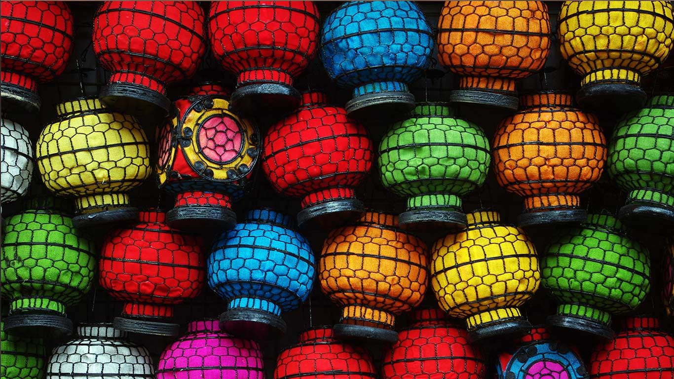 Lanterns on sale at Beijing's Panjiayuan market, China