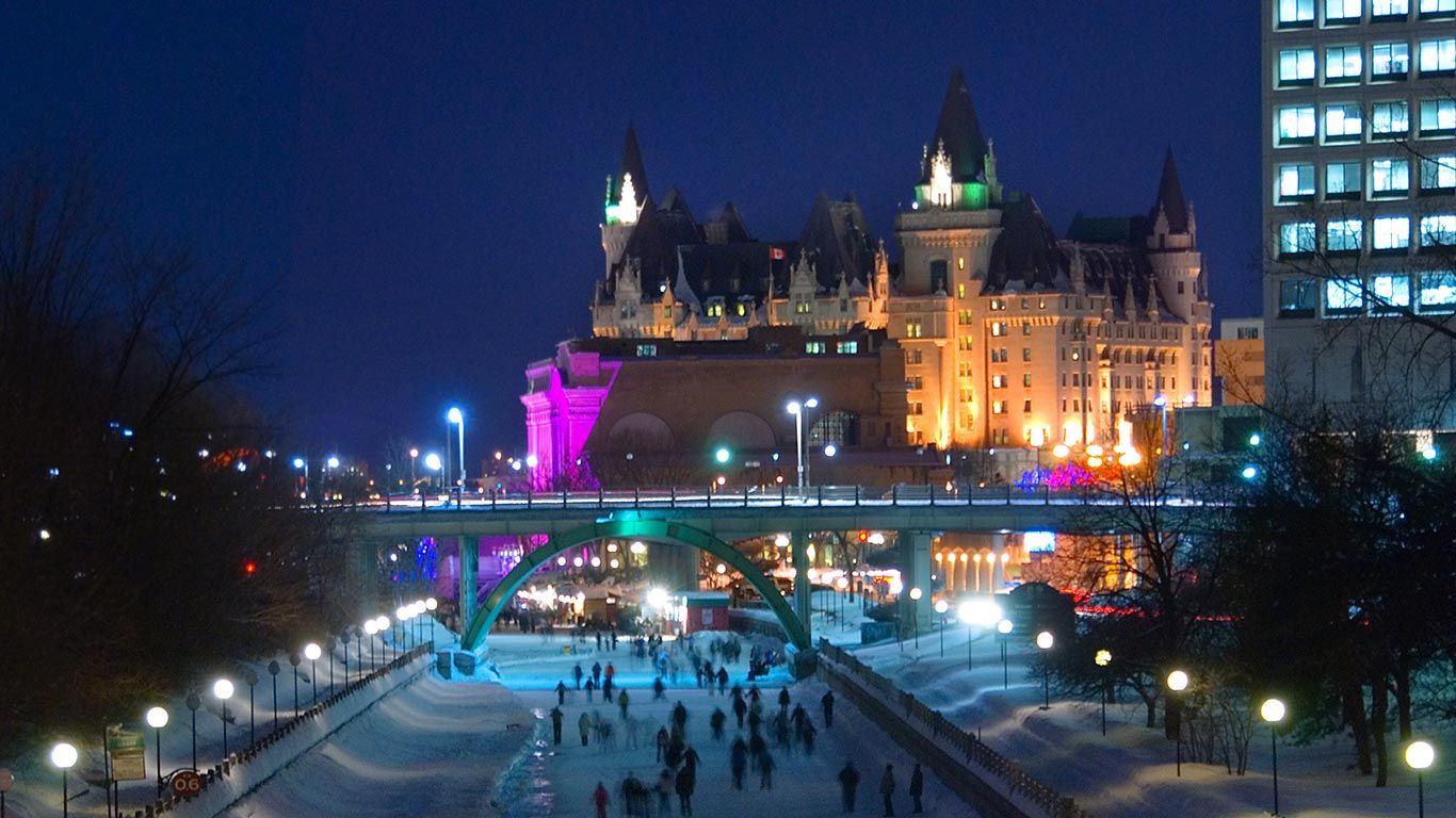 Skaters on the Rideau Canal, during Winterlude in Ottawa