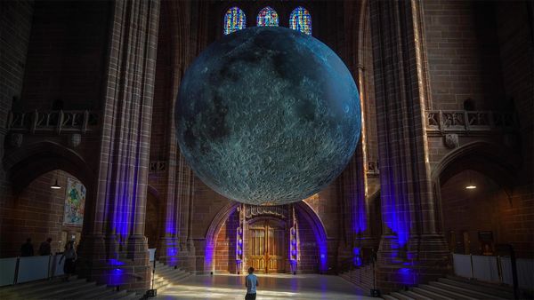 Artist Luke Jerram\'s installation \'Museum of the Moon\' at Liverpool Cathedral