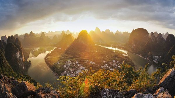 Xingping on the Li River in Guangxi Province, China