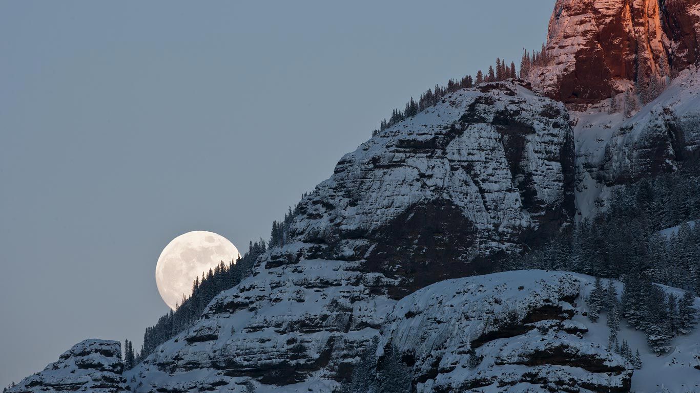 Moonrise over Yellowstone National Park, USA