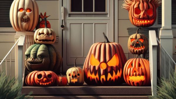 Le lanterne di Halloween in veranda