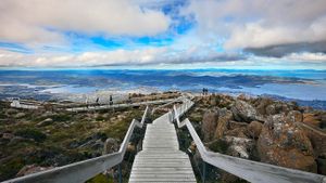 View of Hobart city from Mount Wellington, Tasmania (© AtomicZen/Moment Open/Getty Images)(Bing Australia)