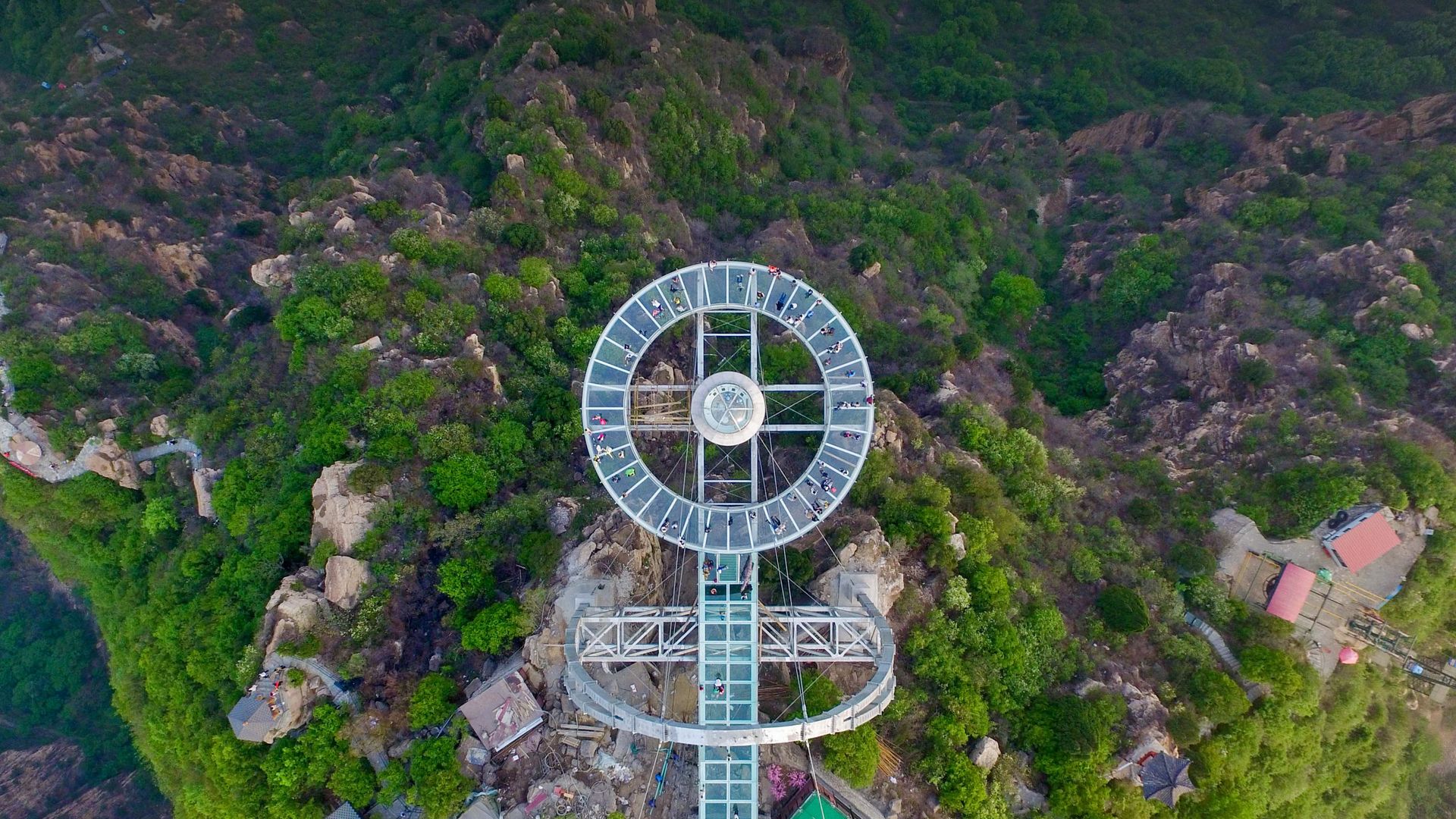 Glass sightseeing platform in Shilinxia Scenic Area, Pinggu District of Beijing, China
