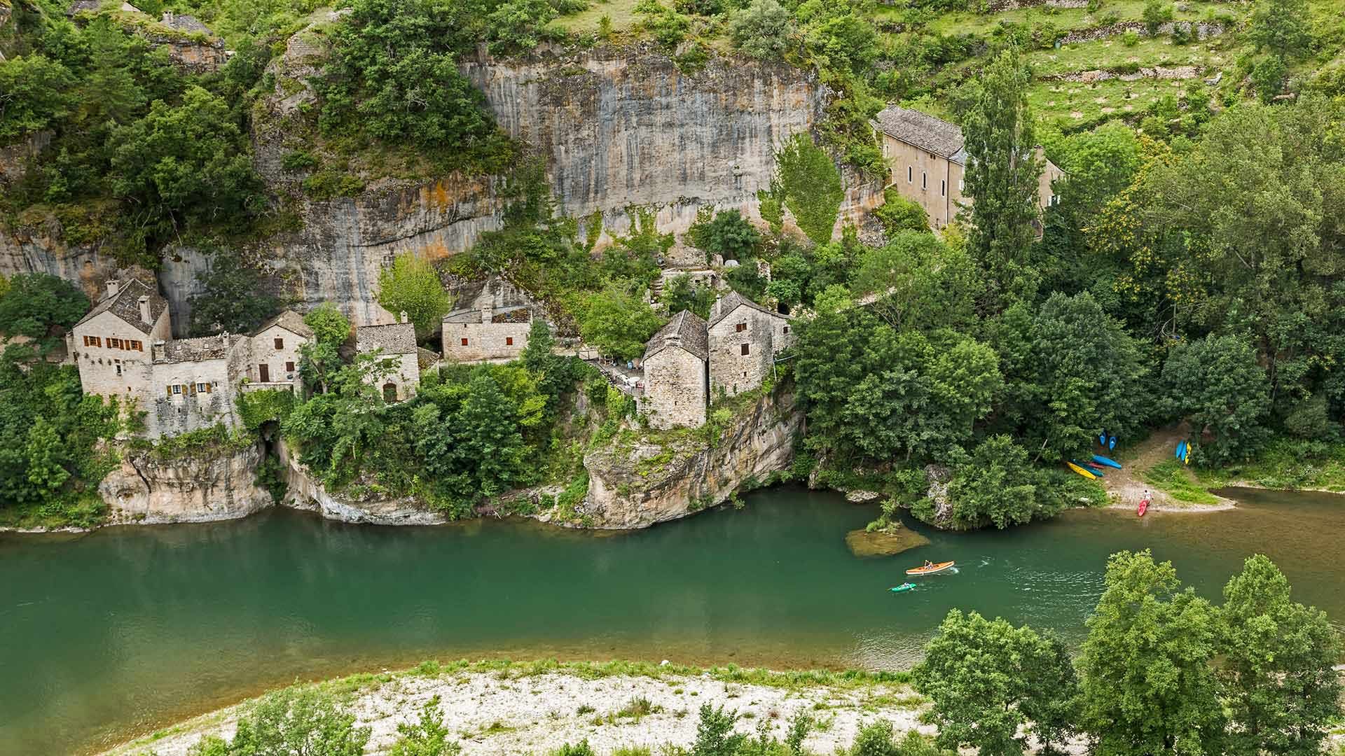 Castelbouc and the Gorges du Tarn along the Tarn river in France