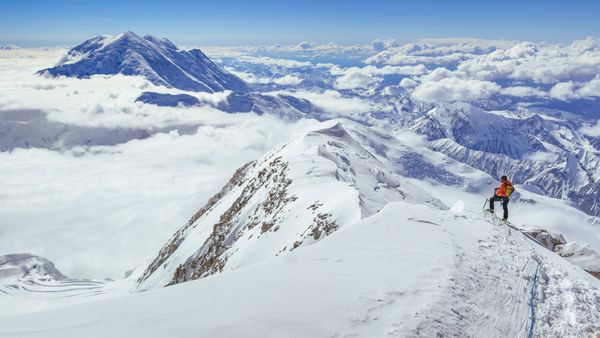 Climber on Denali, Denali National Park, Alaska