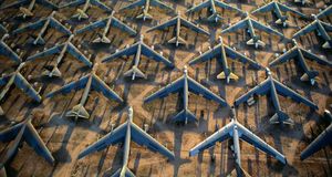 Jet aircraft on the tarmac of the Davis-Monthan Air Force Base in Tucson, Arizona, USA -- Jay Dickman/Corbis &copy; (Bing Australia)