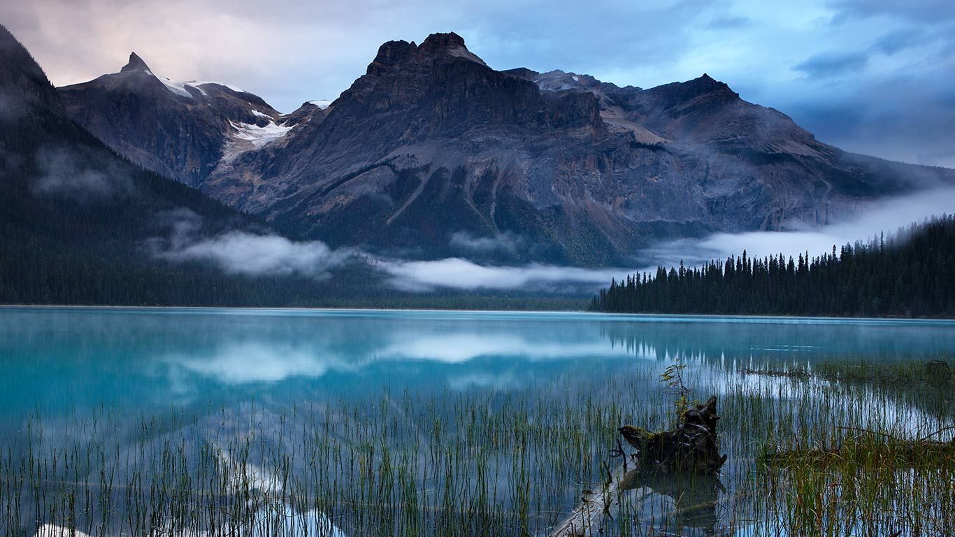 Emerald Lake with the peaks of the President Range in Yoho National Park, B.C., Canada