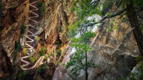 Walter\'s Wiggles trail in Zion National Park, Utah, USA