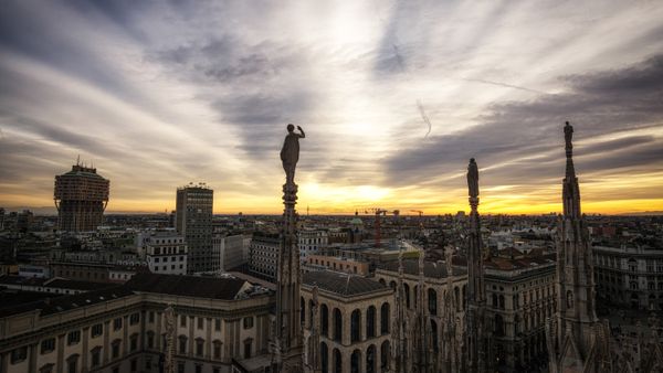 Milano vista dall’alto dei tetti del Duomo