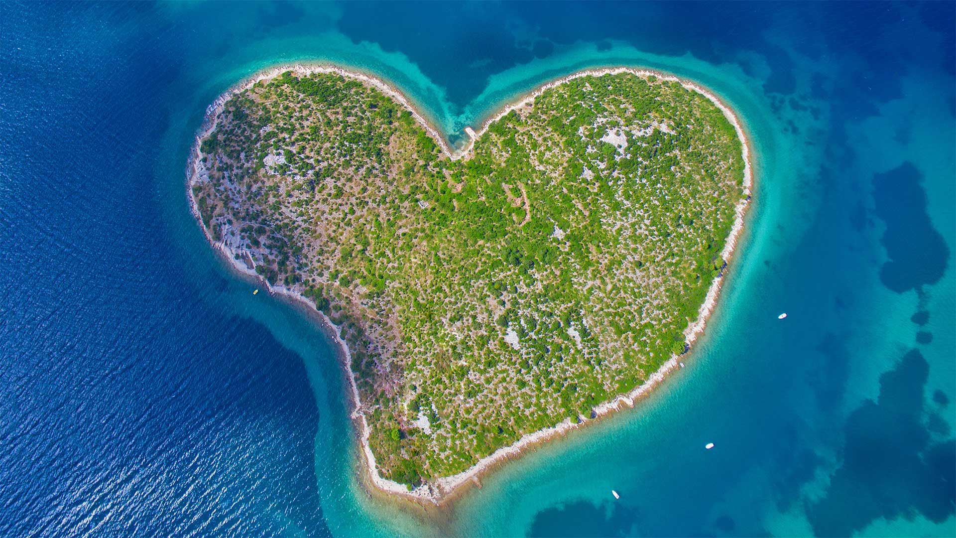 Aerial view of Galešnjak Island on the Adriatic coast of Croatia