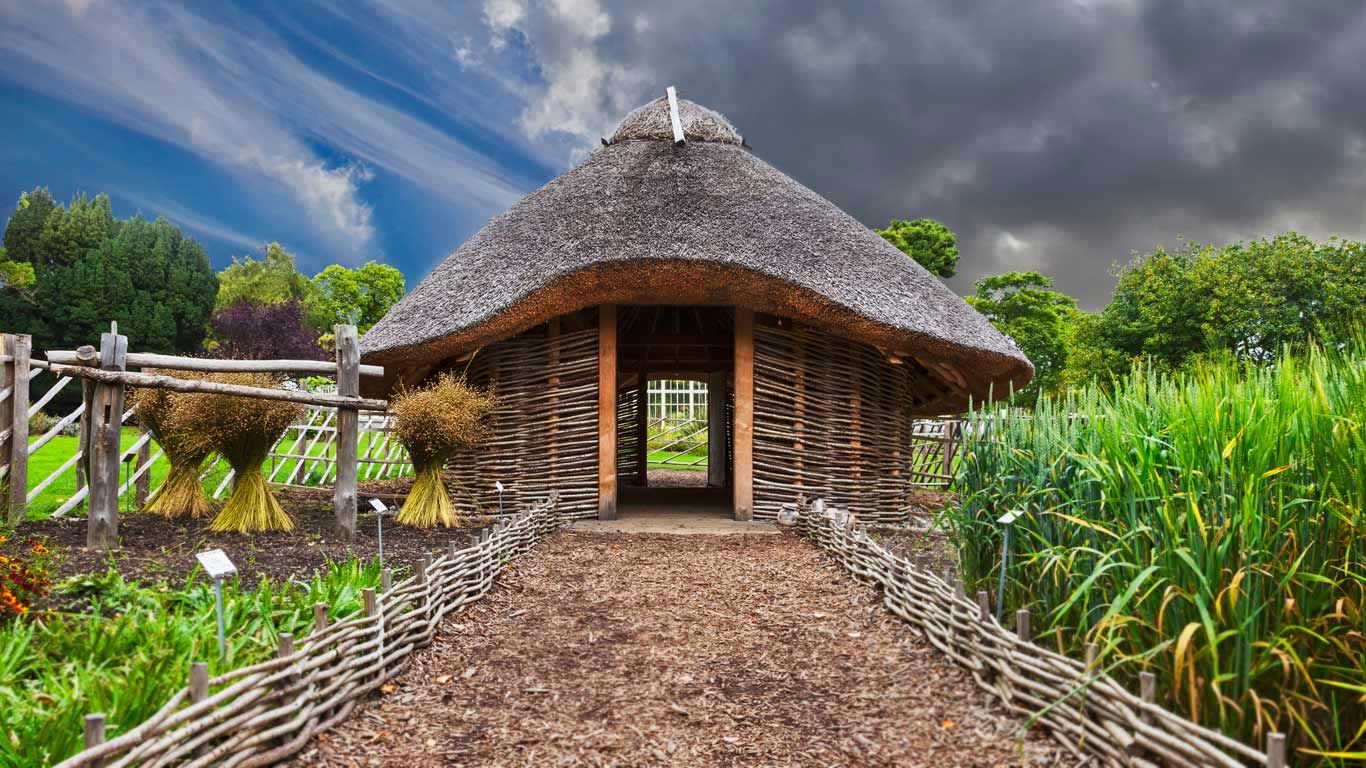 Replica of a Viking home in Dublin National Botanic Gardens, Ireland