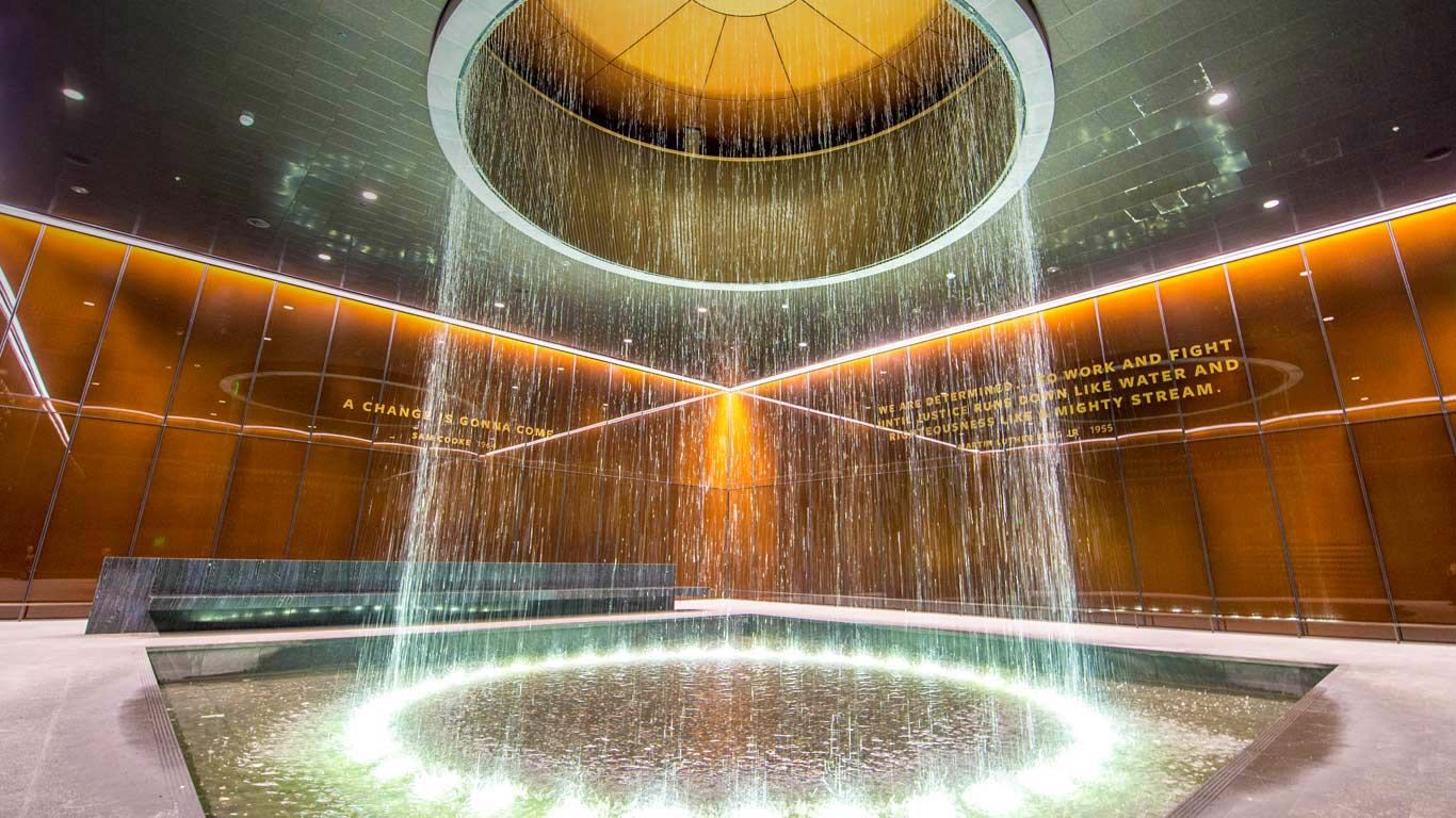 Contemplative Court fountain at the National Museum of African American History and Culture, Washington, DC