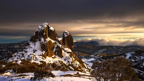 The Cathedral on a stormy morning, Mount Buffalo, Australia