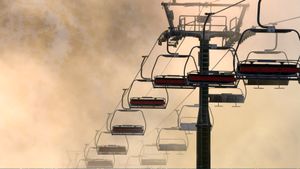 Close-up of chairlift during sunrise in Mt Hotham, Victoria (© VMJones/iStock/Getty Images Plus)(Bing Australia)