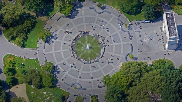 Aerial view of Washington Square Park, New York City, USA