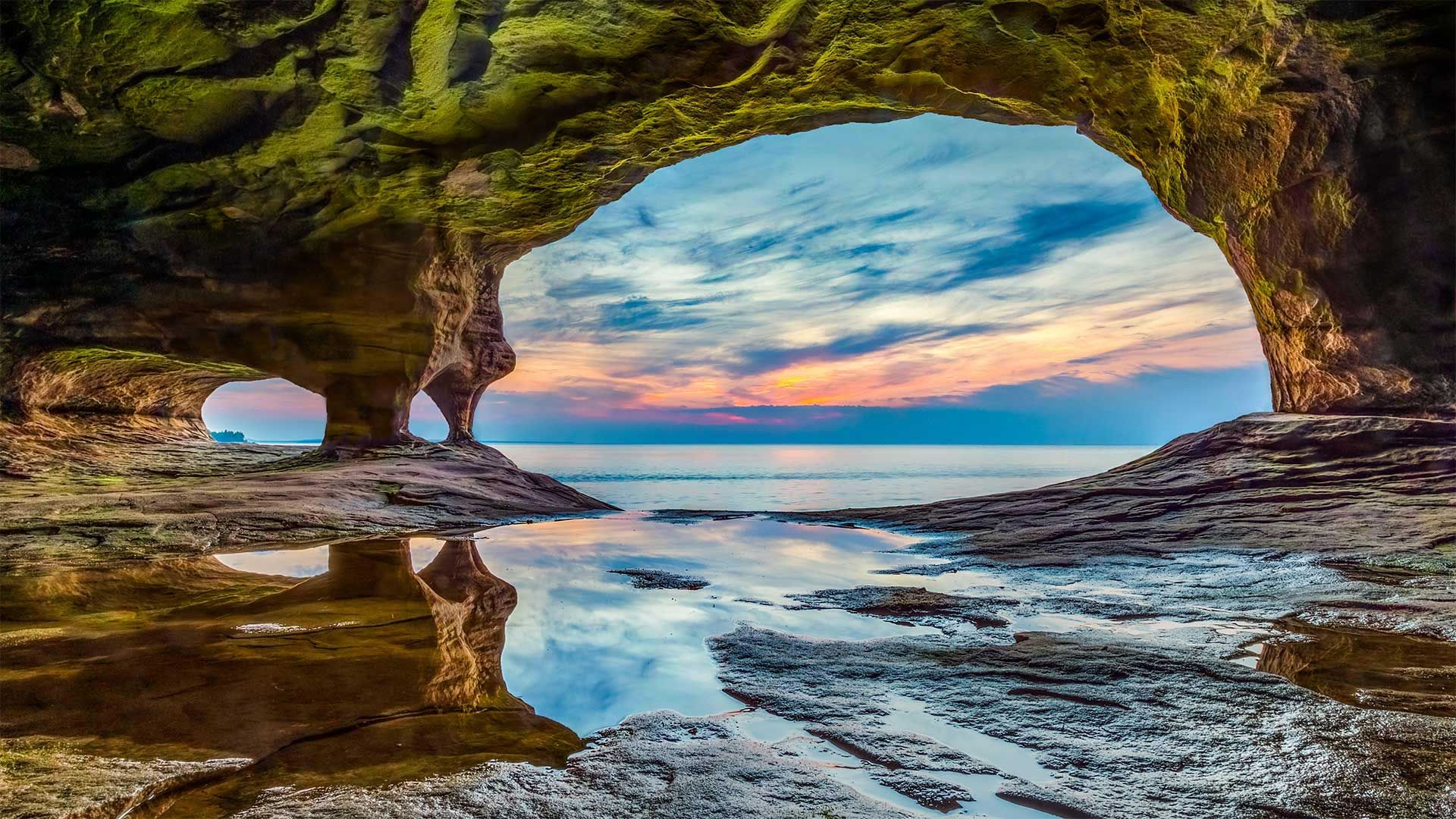 Cavern in Pictured Rocks National Lakeshore on Lake Superior, Michigan