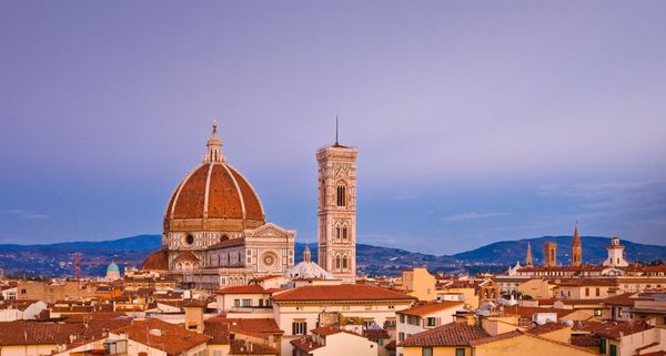 Ponte Vecchio Duomo cathedral on Arno River in Florence, Italy